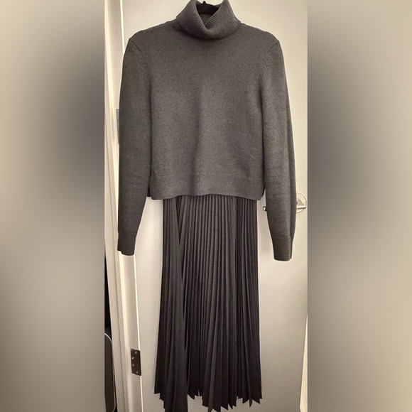 Theory Dresses & Skirts - Theory Gray Turtleneck Sweater and Midi Pleated Dress